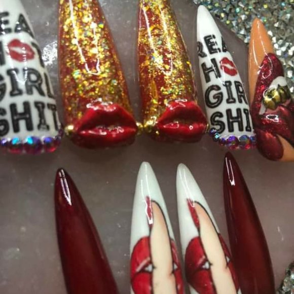 Handmade Hard Gel XXL Stiletto Press On Nails - Picture 2 of 6